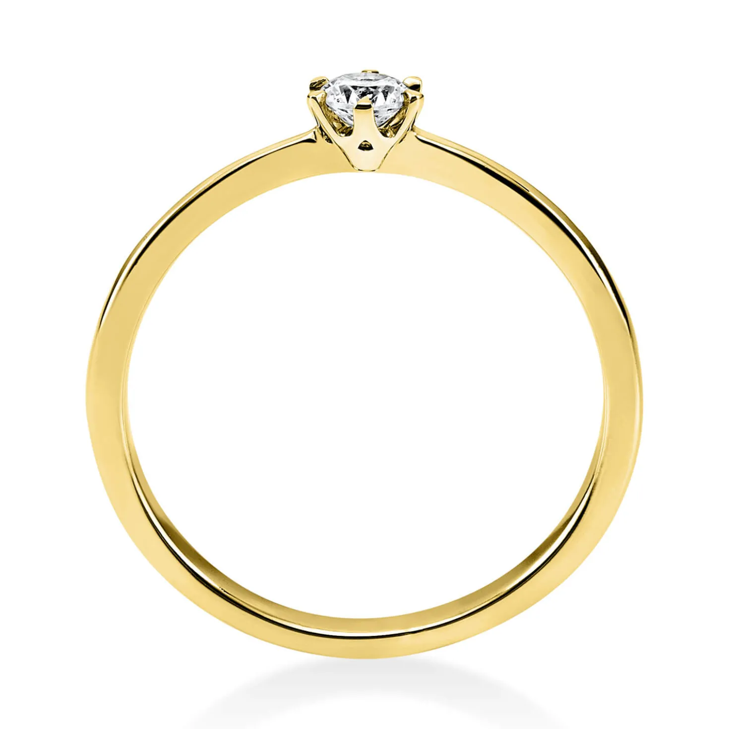 Solitär Ring 585 Gold Gelbgold Diamant Brillant 0,15 Ct 6er-Krappe B: 2,1mm