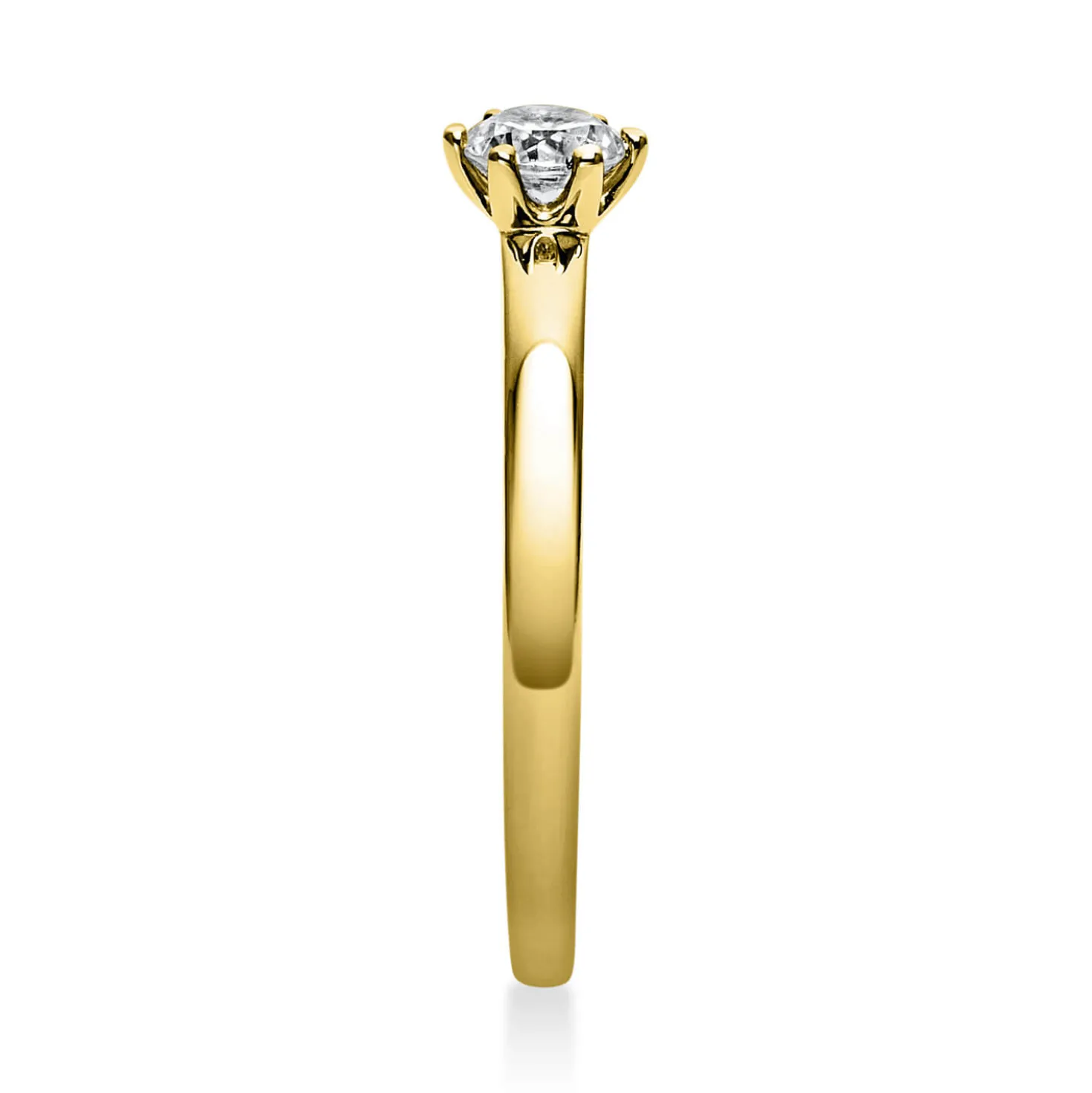 Solitär Ring 750 Gold Gelbgold Diamant Brillant 0,25 Ct 6er-Krappe B: 1,7mm