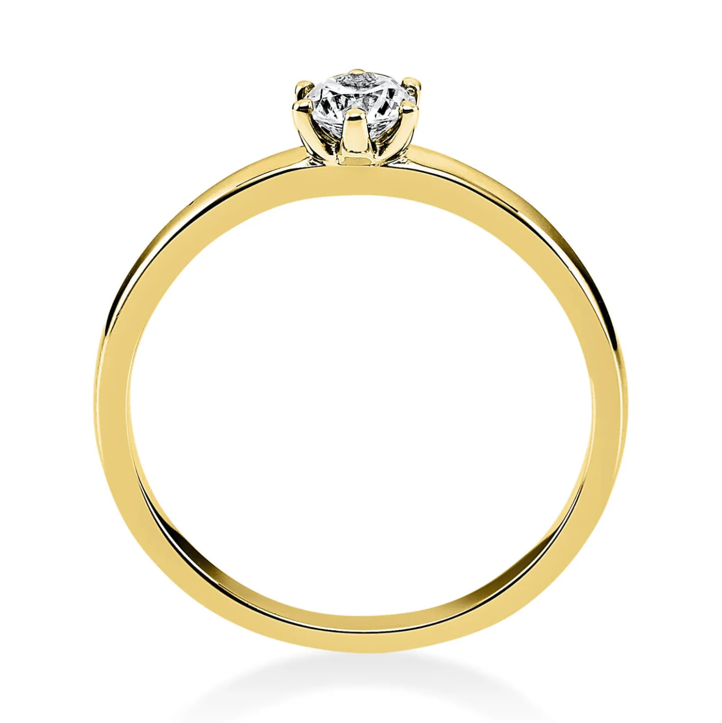 Solitär Ring 750 Gold Gelbgold Diamant Brillant 0,25 Ct 6er-Krappe B: 1,7mm