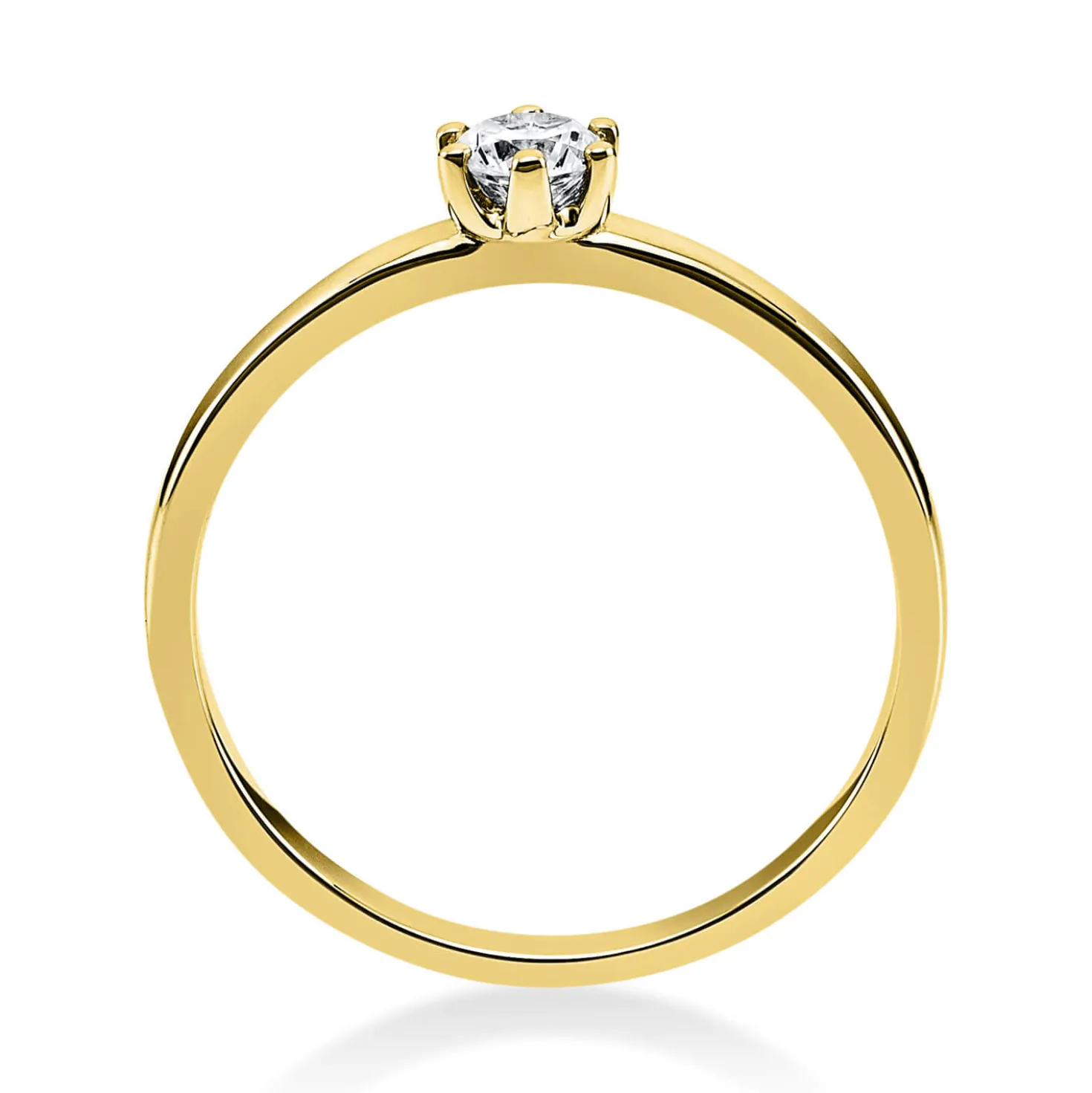 Solitär Ring 750 Gold Gelbgold Diamant Brillant 0,20 Ct. 6er-Krappe B: 1,7mm