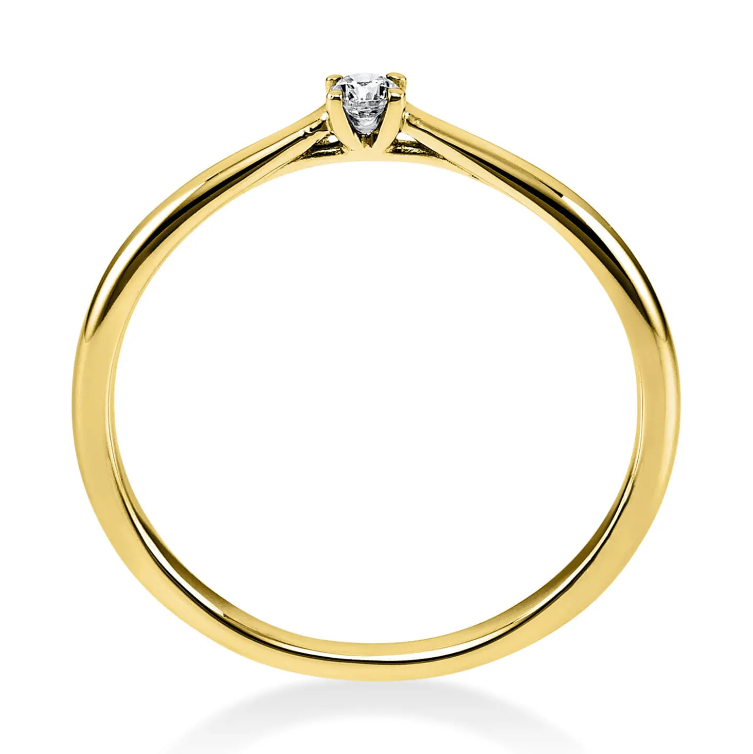 Solitär Ring 585 Gold Gelbgold Diamant Brillant 0,05 Ct 4er-Krappe B: 1,7mm