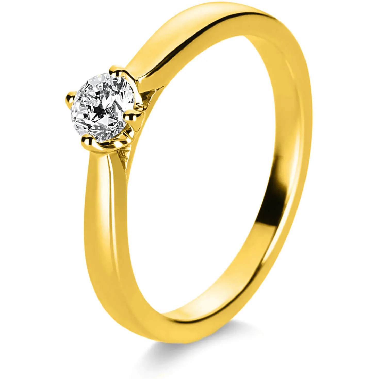 Solitär Ring 750 Gold Gelbgold Diamant Brillant 0,30 Ct. 4er-Krappe B: 2,4mm