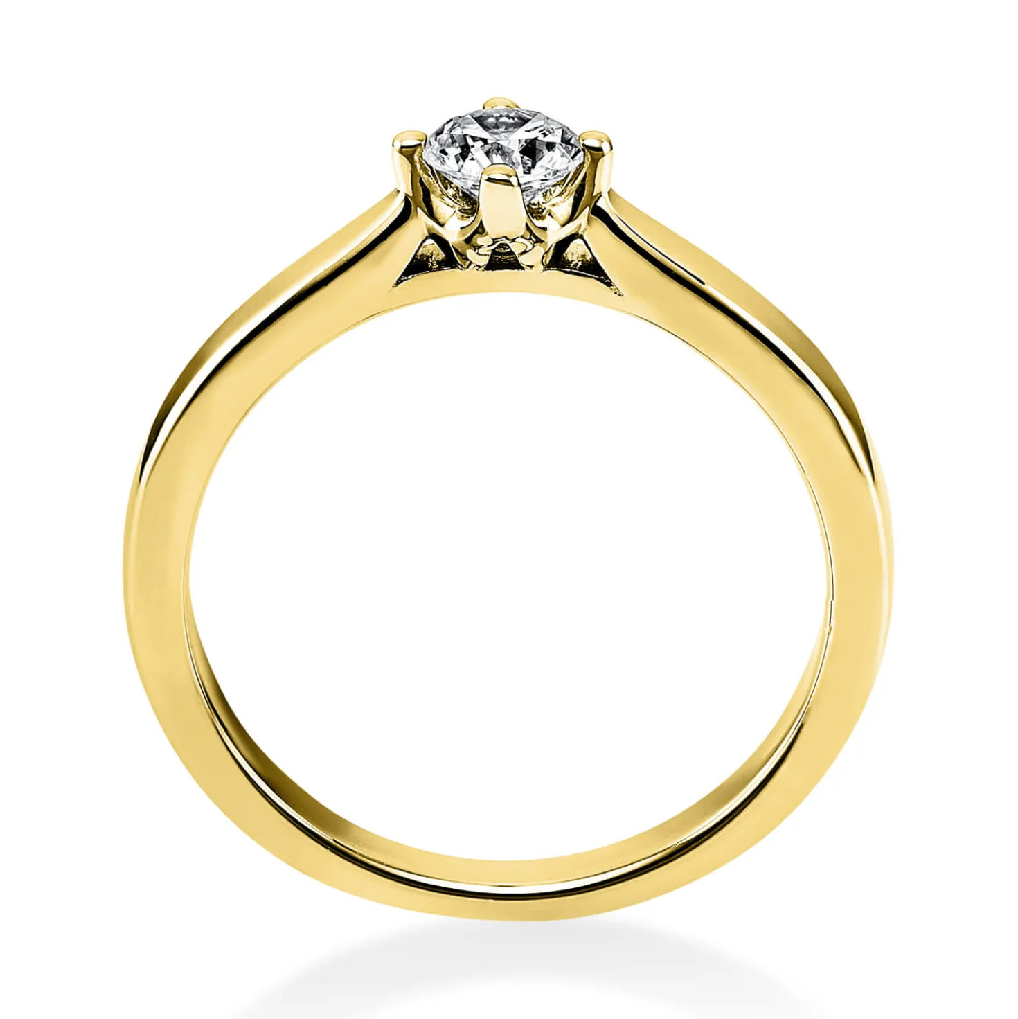 Solitär Ring 585 Gold Gelbgold Diamant Brillant 0,30 Ct. 4er-Krappe B: 2,4mm