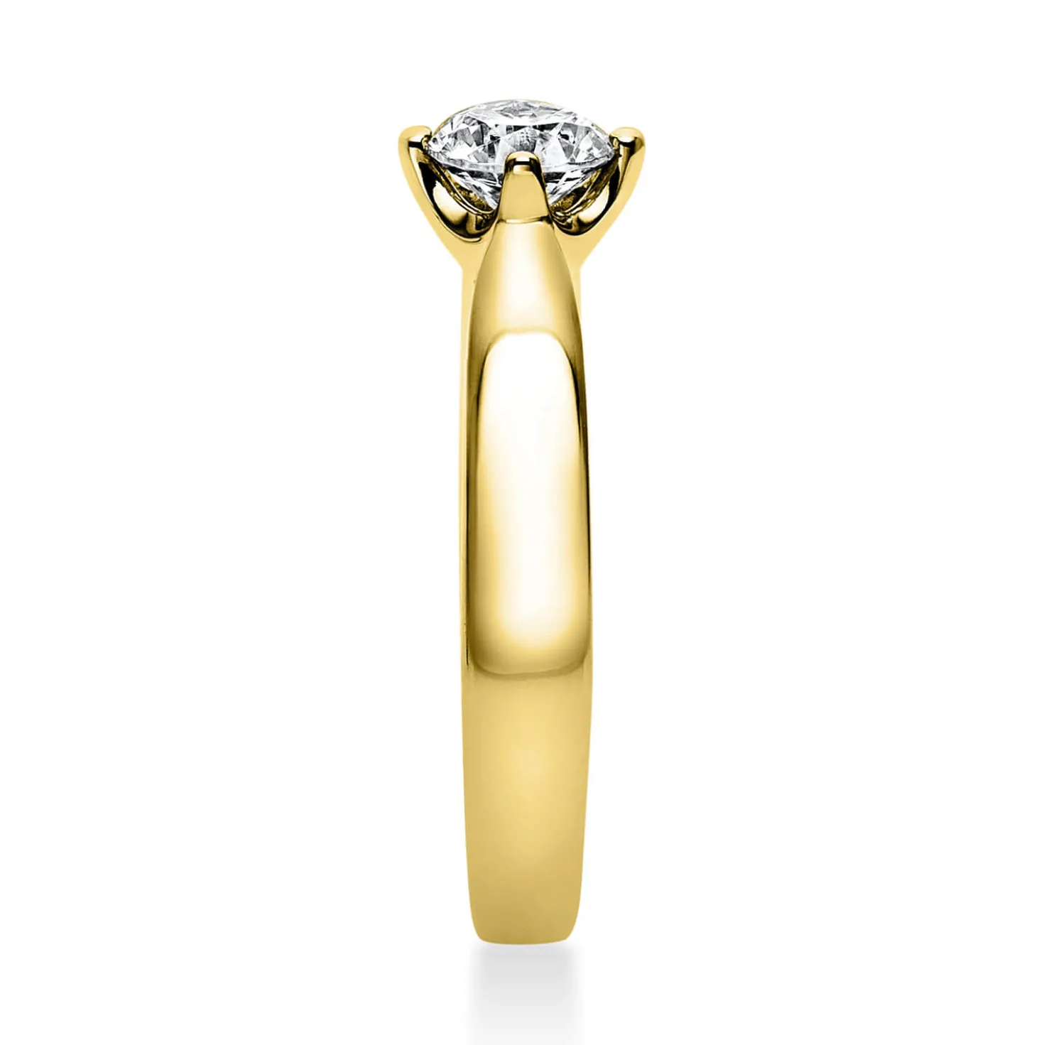Solitär Ring 750 Gold Gelbgold Diamant Brillant 0,40 Ct. 4er-Krappe B: 2,6mm