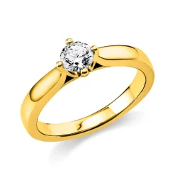 Solitär Ring 585 Gold Gelbgold Diamant Brillant 0,50 Ct. 4er-Krappe B: 2,6mm