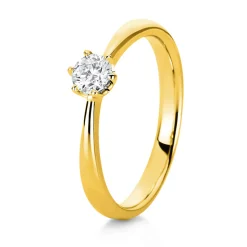 Solitär Ring 750 Gold Gelbgold Diamant Brillant 0,50 Ct. 6er-Krappe B: 3,1mm