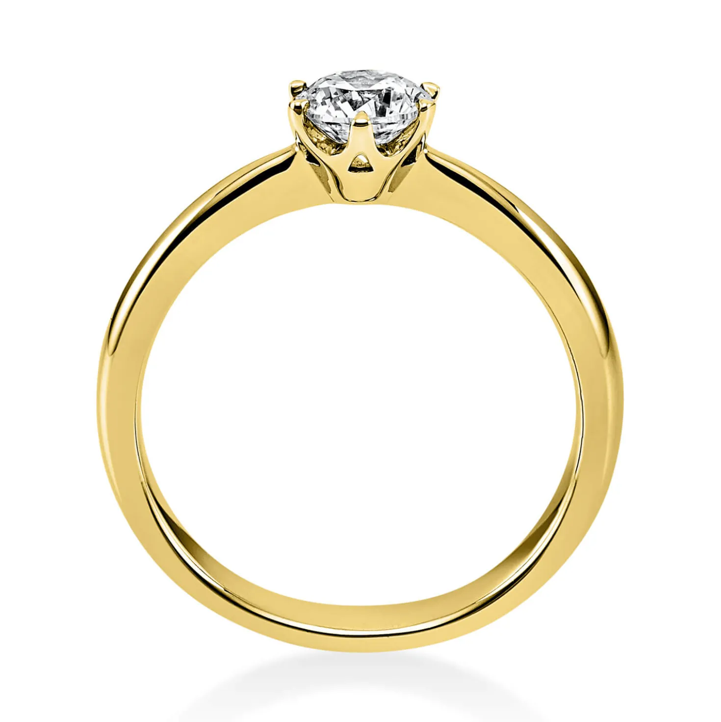 Solitär Ring 585 Gold Gelbgold Diamant Brillant 0,50 Ct. 6er-Krappe B: 3,1mm