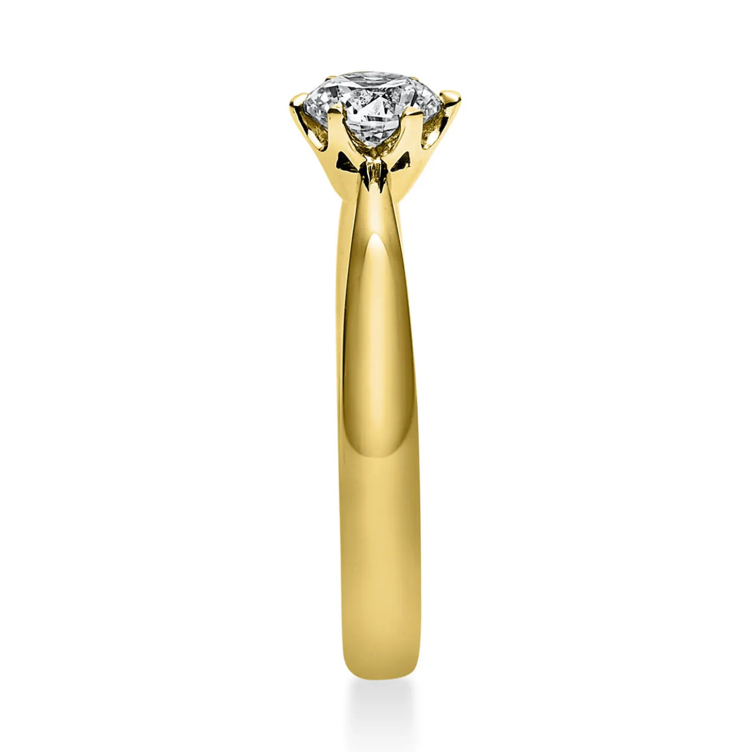 Solitär Ring 585 Gold Gelbgold Diamant Brillant 0,50 Ct. 6er-Krappe B: 3,1mm