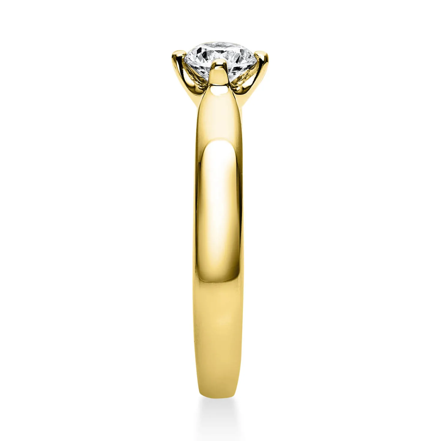 Solitär Ring 750 Gold Gelbgold Diamant Brillant 0,50 Ct. 4er-Krappe B: 2,6mm