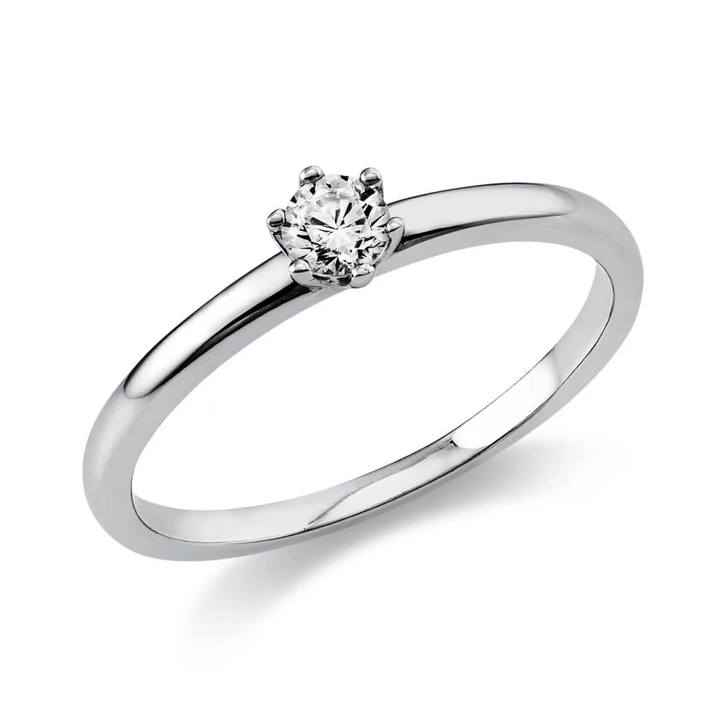 Solitär Ring 585 Gold Weißgold Brillant 0,15 Ct B: 10,6mm, H: 10,5mm, S: 2,8mm