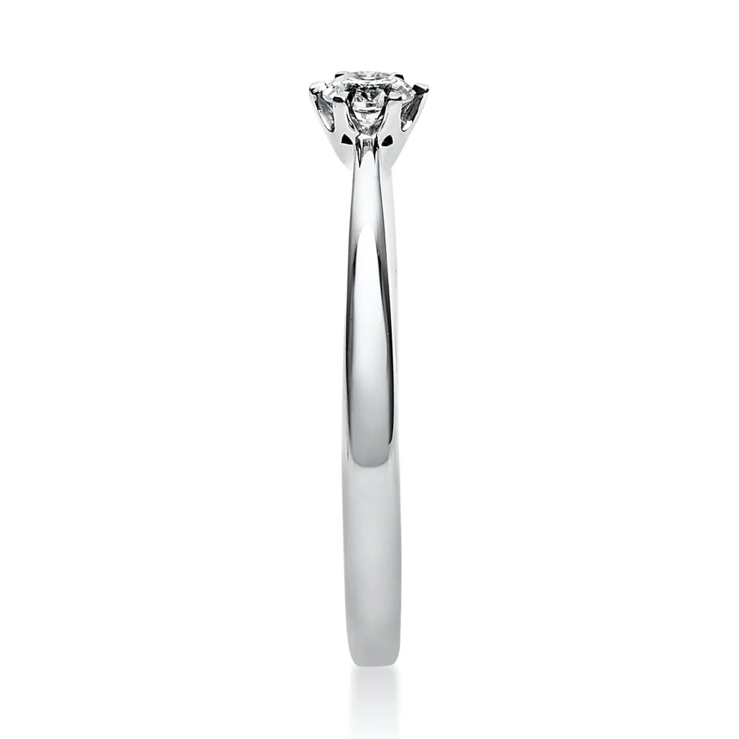 Solitär Ring 585 Gold Weißgold Diamant Brillant 0,15 Ct 6er-Krappe B: 2,1mm