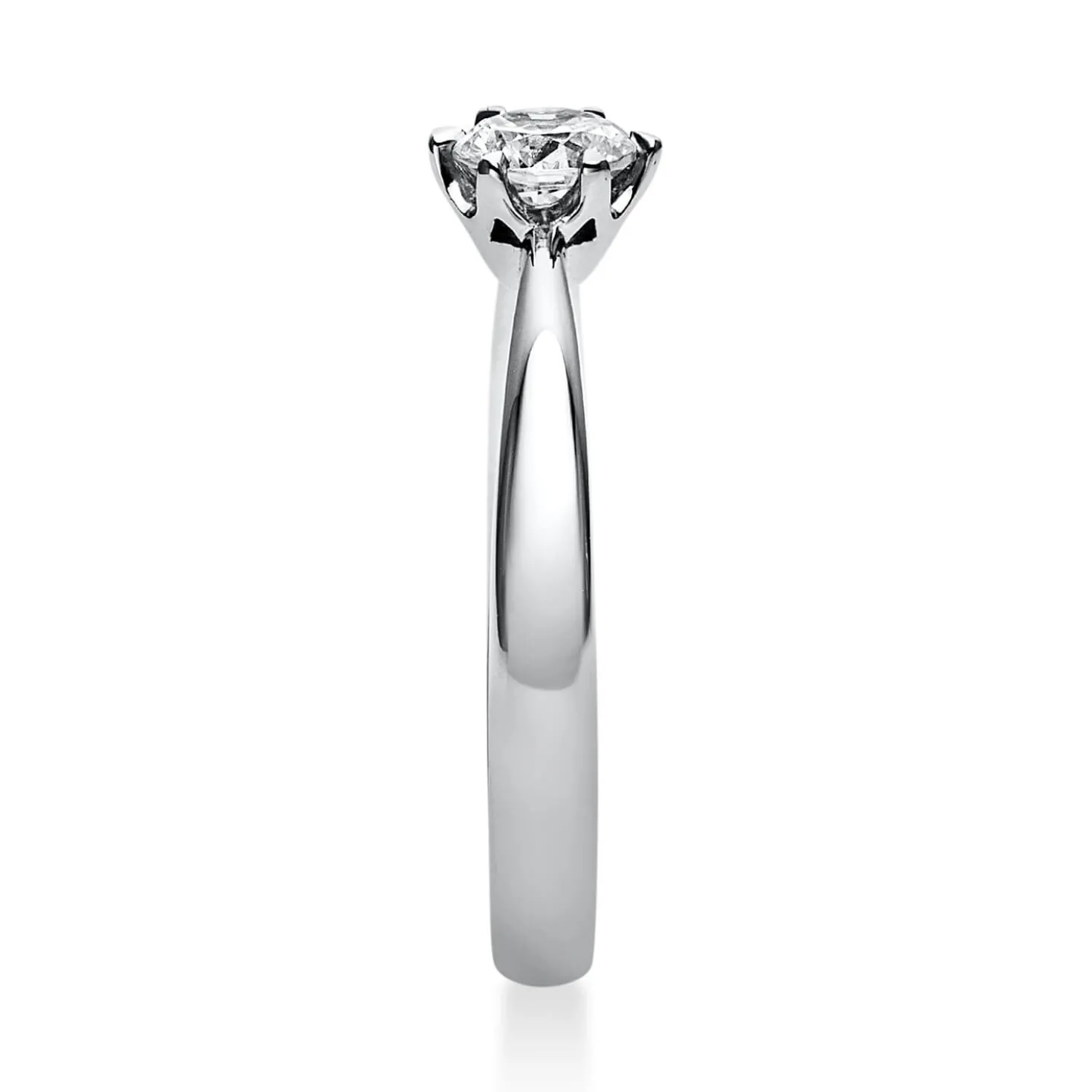 Solitär Ring 750 Gold Weißgold Diamant Brillant 0,40 Ct. 6er-Krappe B: 2,8mm
