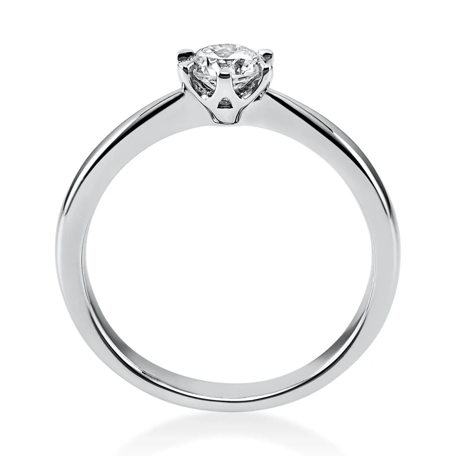 Solitär Ring 750 Gold Weißgold Diamant Brillant 0,40 Ct. 6er-Krappe B: 2,8mm