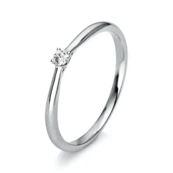 Solitär Ring 585 Gold Weißgold Diamant Brillant 0,05 Ct 4er-Krappe B: 1,7mm