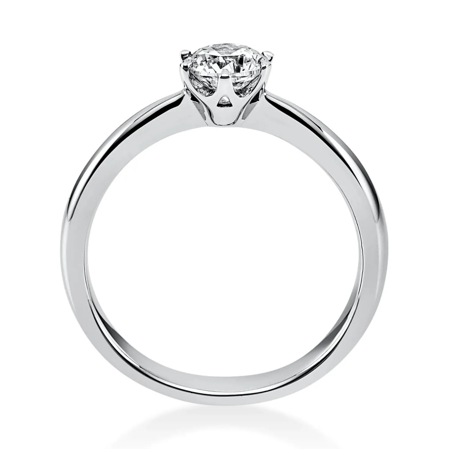 Solitär Ring 585 Gold Weißgold Diamant Brillant 0,50 Ct. 6er-Krappe B: 3,1mm