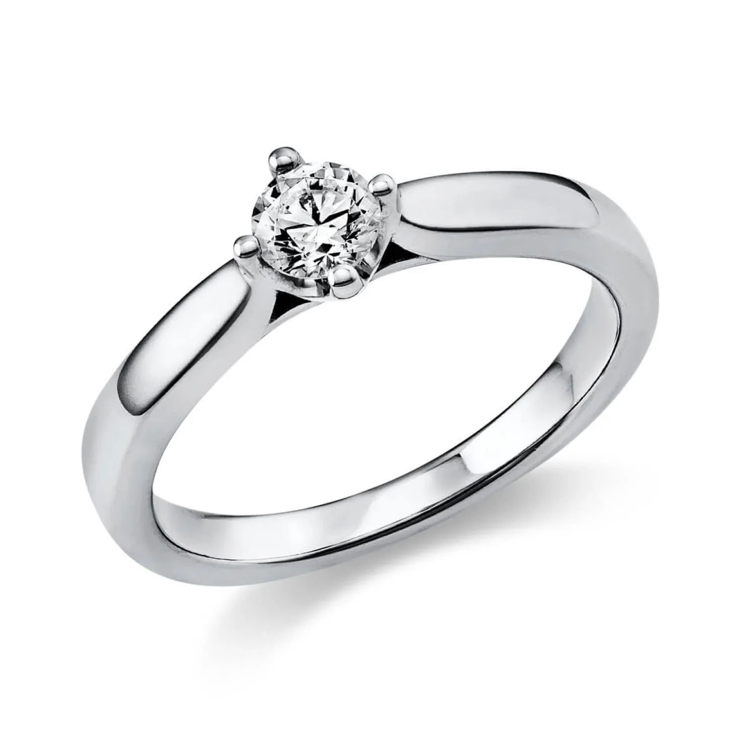 Solitär Ring 750 Gold Weißgold Diamant Brillant 0,30 Ct. 4er-Krappe B: 2,4mm
