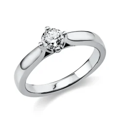 Solitär Ring 585 Gold Weißgold Diamant Brillant 0,50 Ct. 4er-Krappe B: 2,6mm