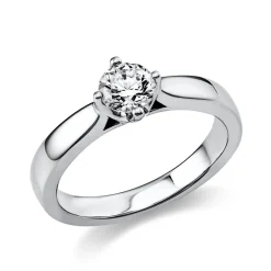 Solitär Ring 750 Gold Weißgold Diamant Brillant 0,40 Ct. 4er-Krappe B: 2,6mm