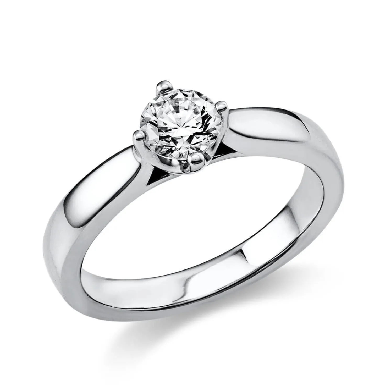 Solitär Ring 585 Gold Weißgold Diamant Brillant 0,40 Ct. 4er-Krappe B: 2,6mm