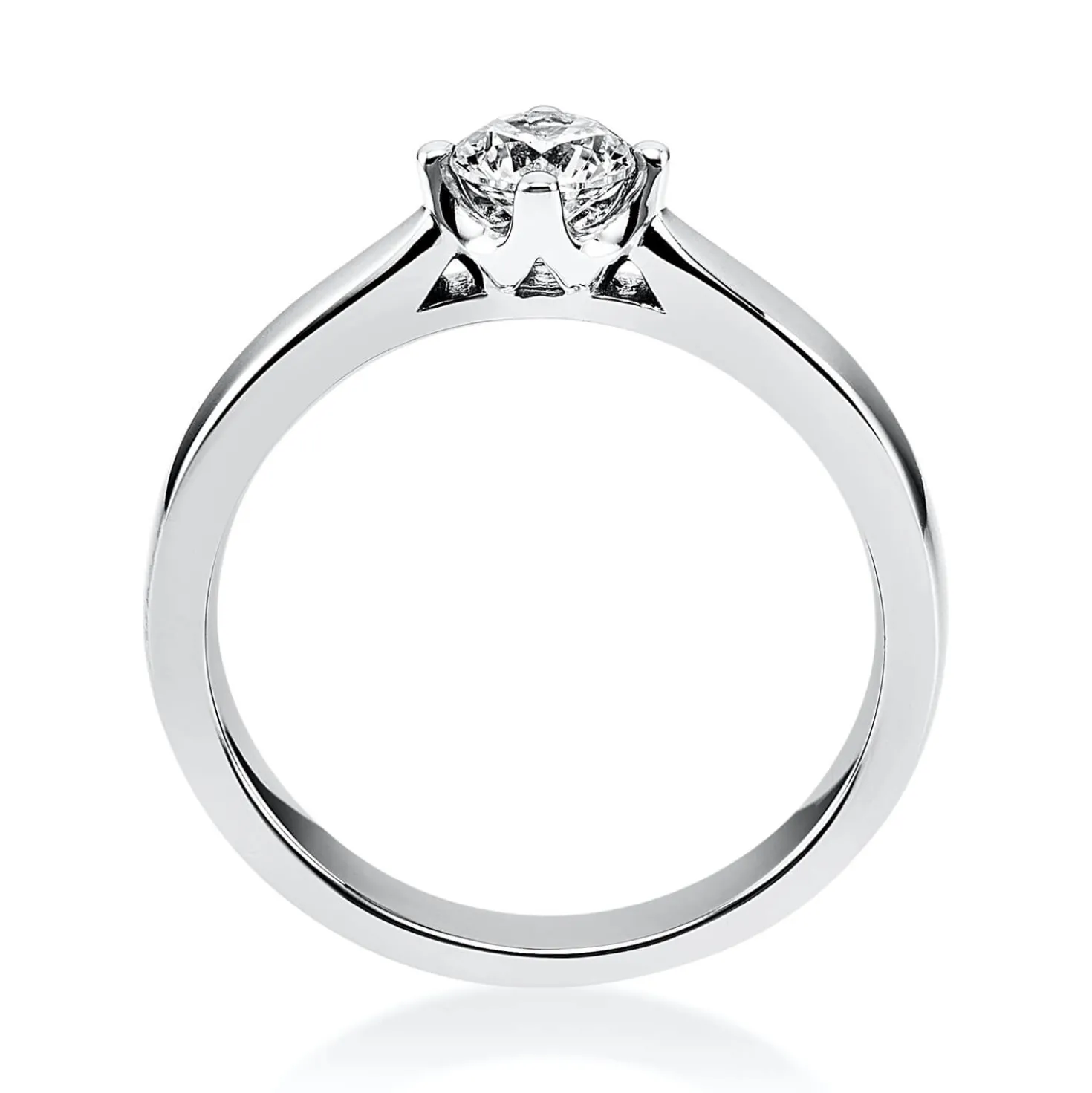 Solitär Ring 750 Gold Weißgold Diamant Brillant 0,50 Ct. 4er-Krappe B: 2,6mm