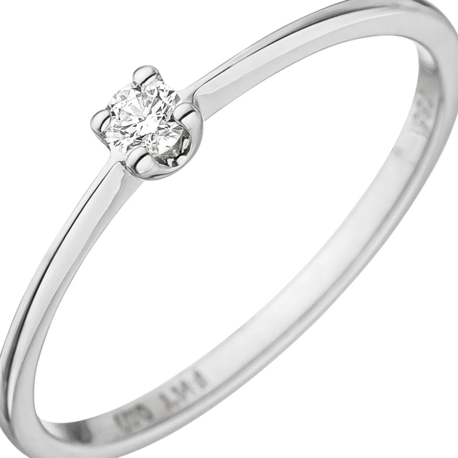 Solitär -Ring mit Diamant Brillant 0,07 Ct 585 Gold Weißgold Diamantring