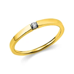 Solitär Ring Spannring aus 750 Gold Gelbgold mit Diamant Brillant 0,05 Ct.