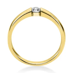 Solitär Ring Spannring aus 585 Gold Gelbgold mit Diamant Brillant 0,15 Ct.