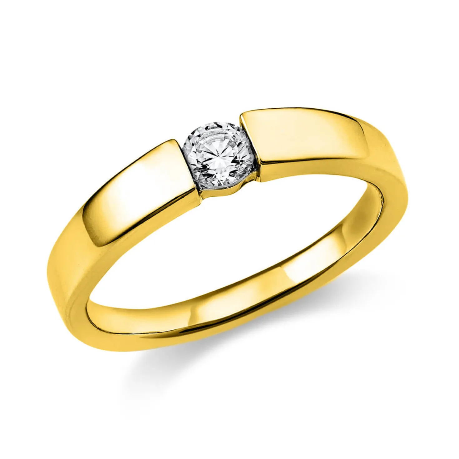 Solitär Ring Spannring aus 750 Gold Gelbgold mit Diamant Brillant 0,20 Ct.