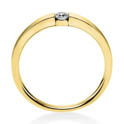 Solitär Ring Spannring aus 750 Gold Gelbgold mit Diamant Brillant 0,10 Ct.