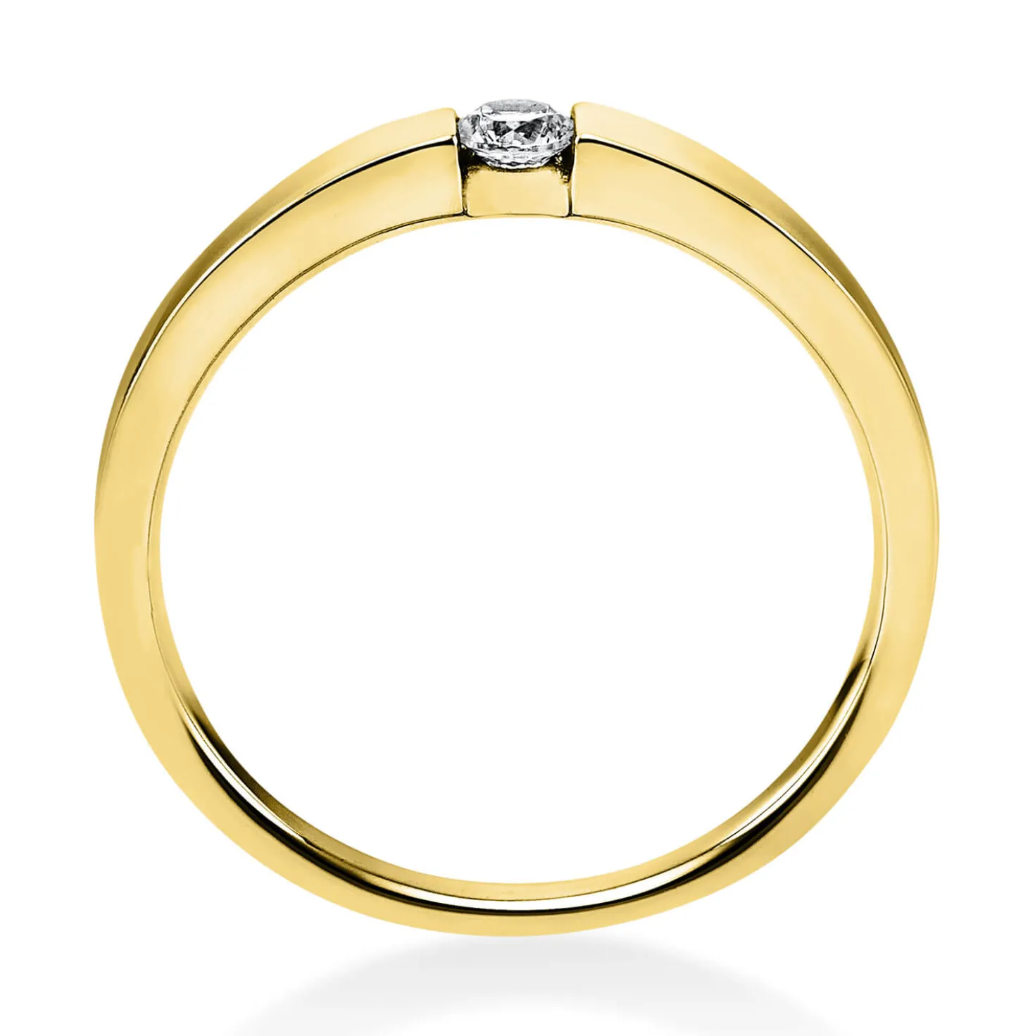 Solitär Ring Spannring aus 585 Gold Gelbgold mit Diamant Brillant 0,10 Ct.