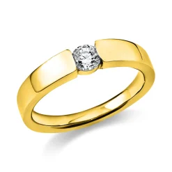 Solitär Ring Spannring aus 585 Gold Gelbgold mit Diamant Brillant 0,25 Ct.
