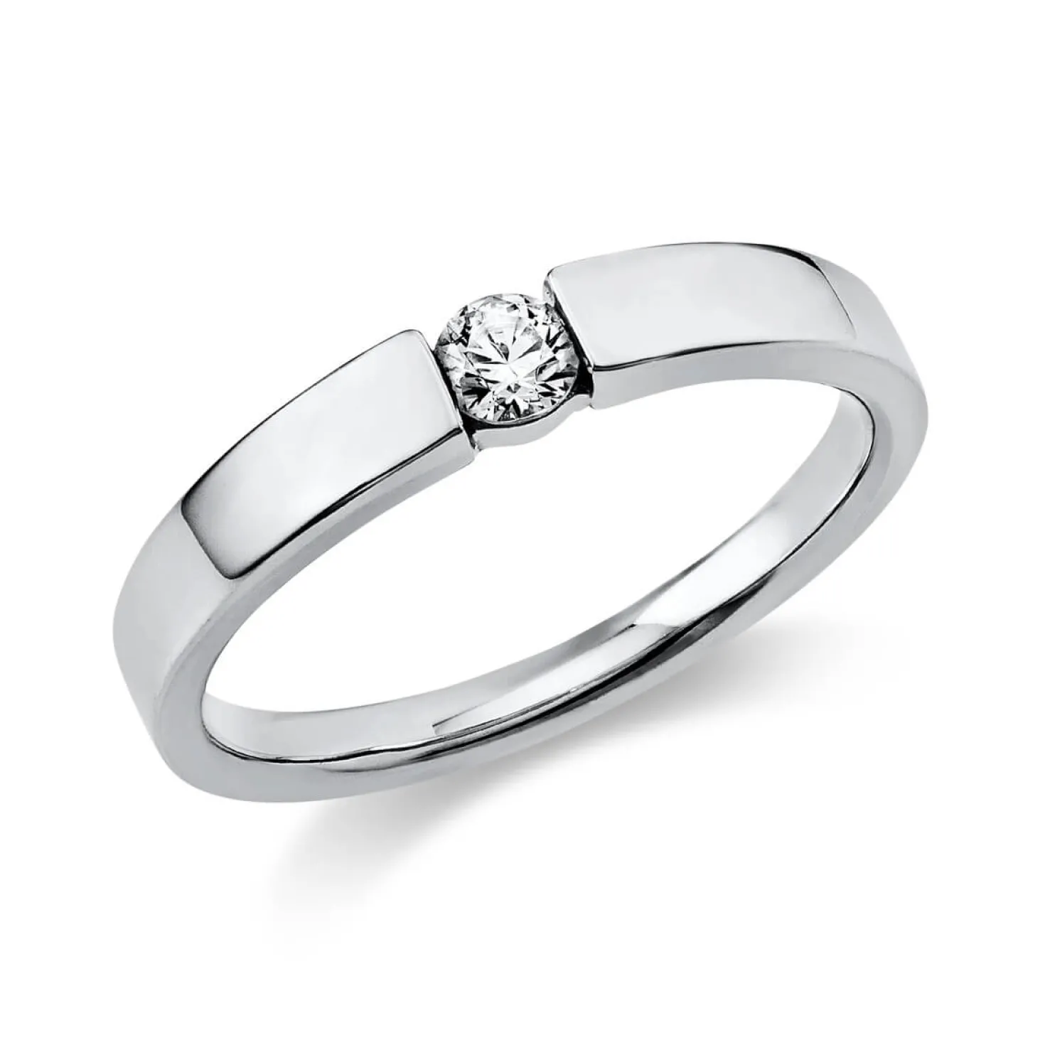 Solitär Ring Spannring aus 585 Gold Weißgold mit Diamant Brillant 0,15 Ct.
