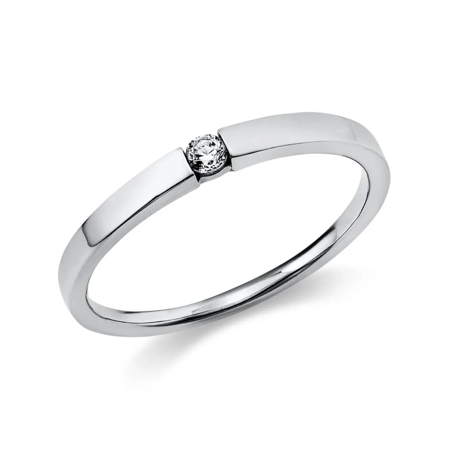 Solitär Ring Spannring aus 585 Gold Weißgold mit Diamant Brillant 0,05 Ct.