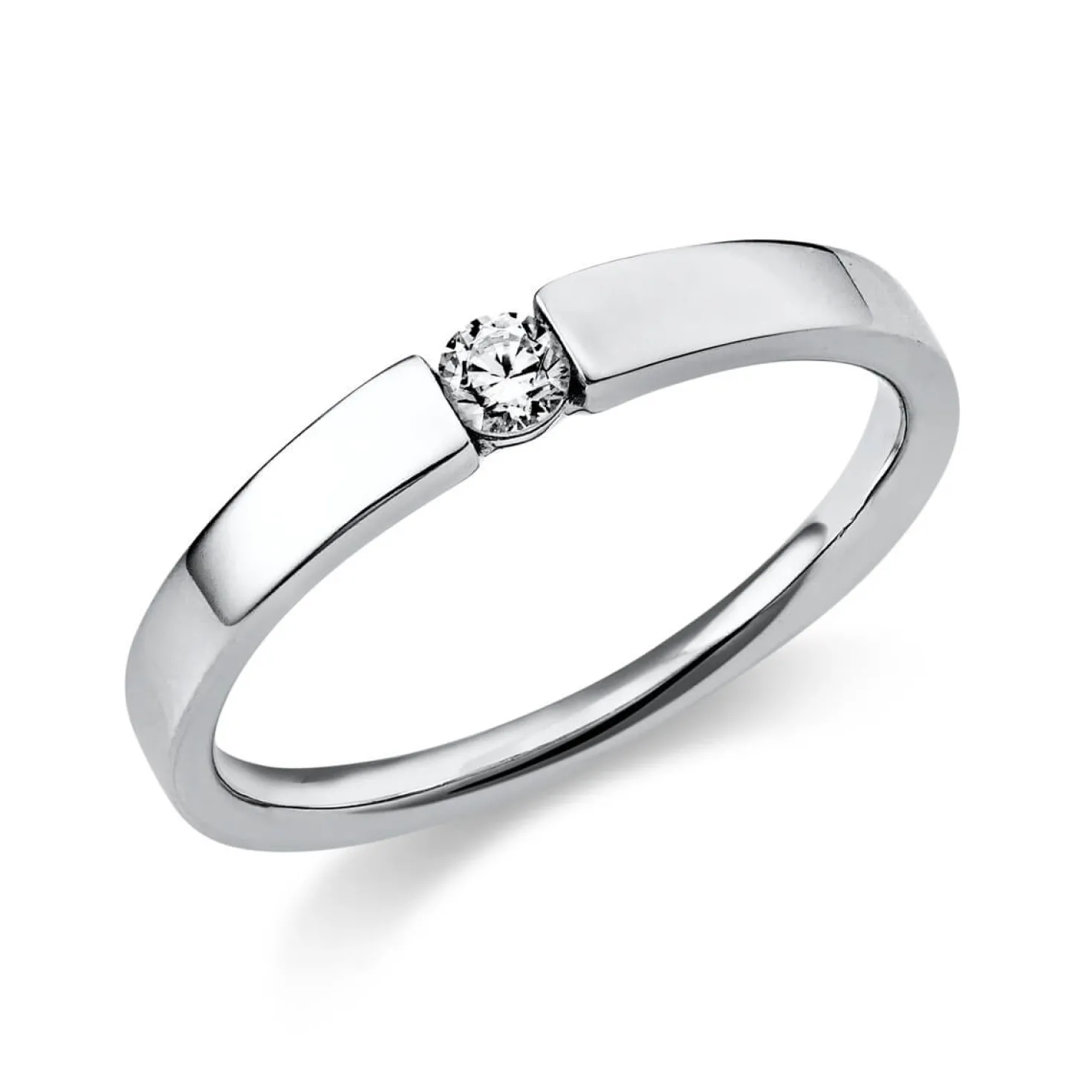 Solitär Ring Spannring aus 585 Gold Weißgold mit Diamant Brillant 0,10 Ct.