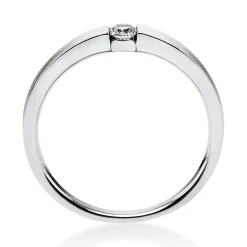 Solitär Ring Spannring aus 585 Gold Weißgold mit Diamant Brillant 0,10 Ct.