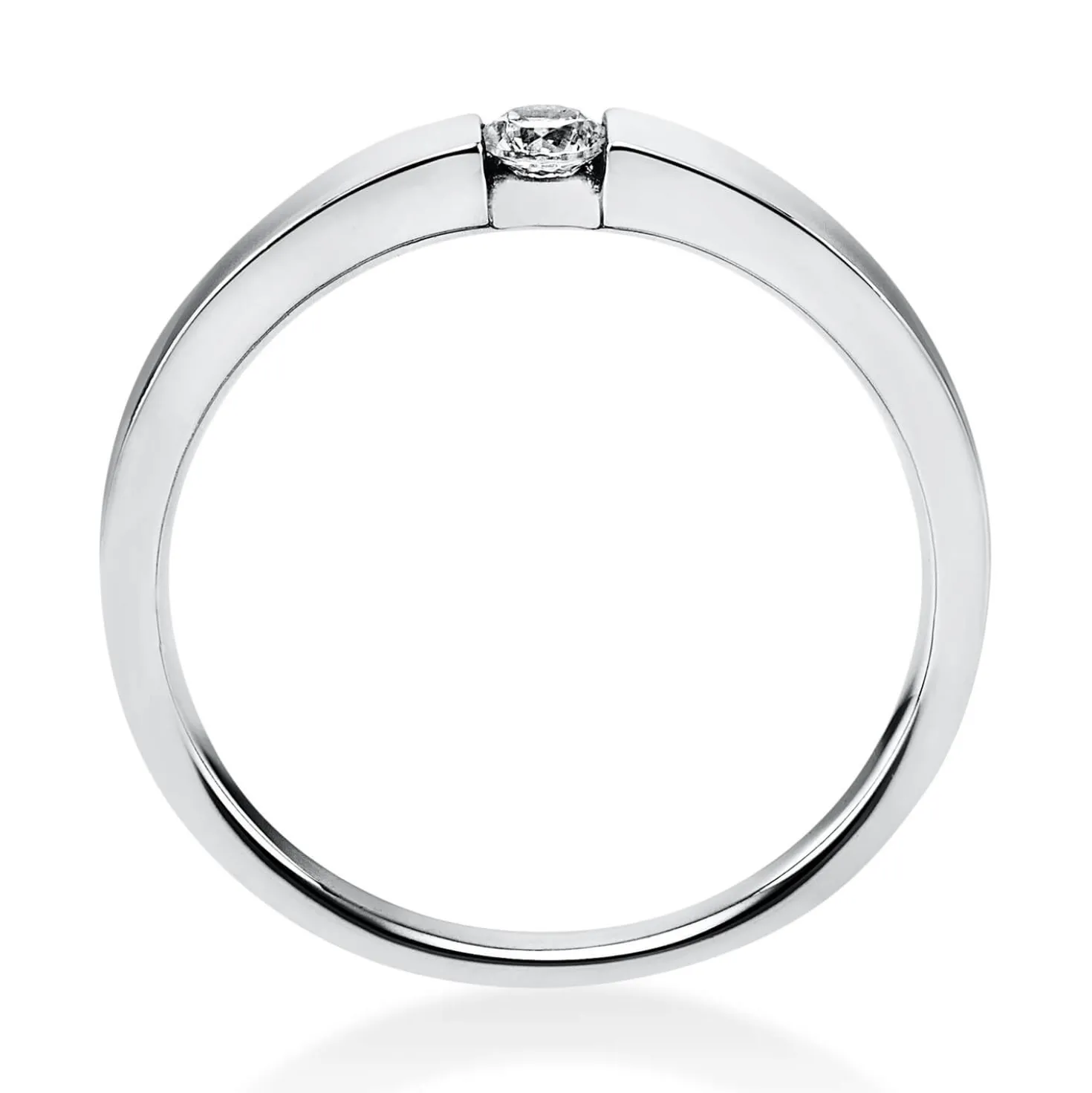 Solitär Ring Spannring aus 585 Gold Weißgold mit Diamant Brillant 0,10 Ct.