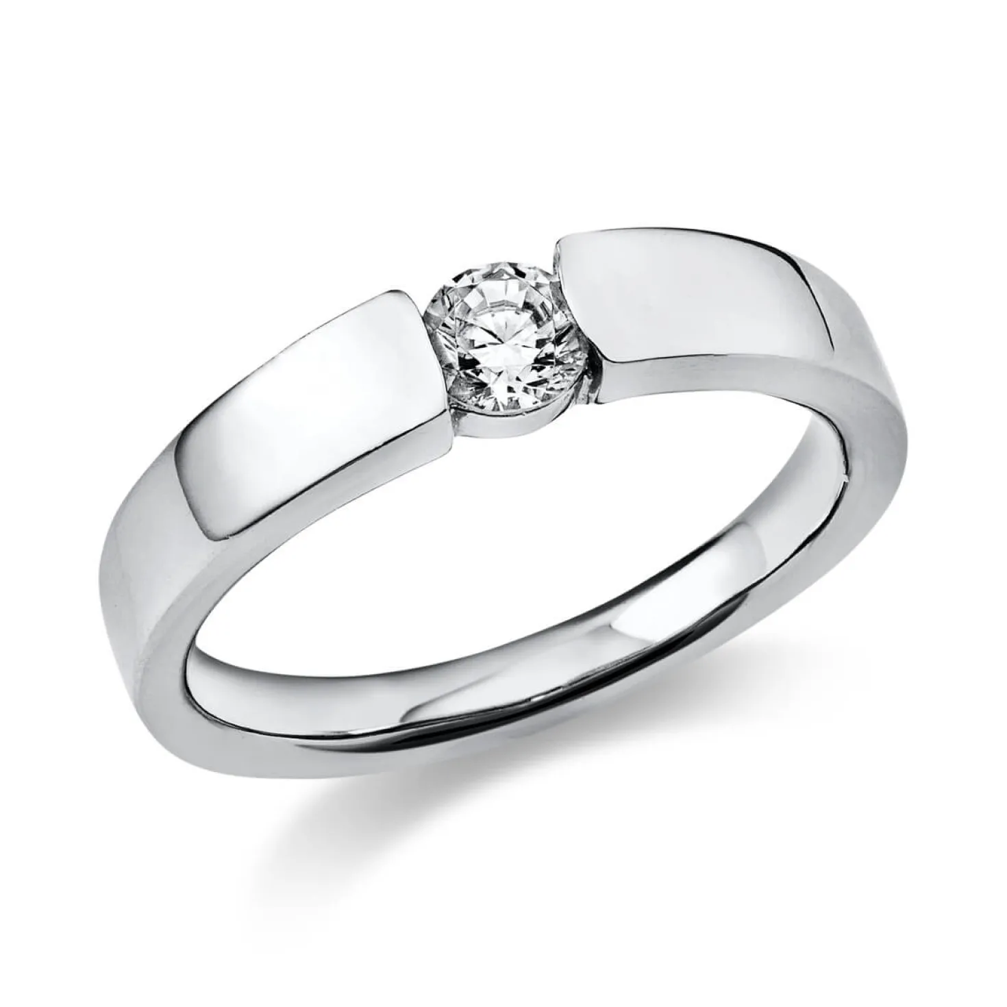 Solitär Ring Spannring aus 950 Platin mit Diamant Brillant 0,25 Ct.