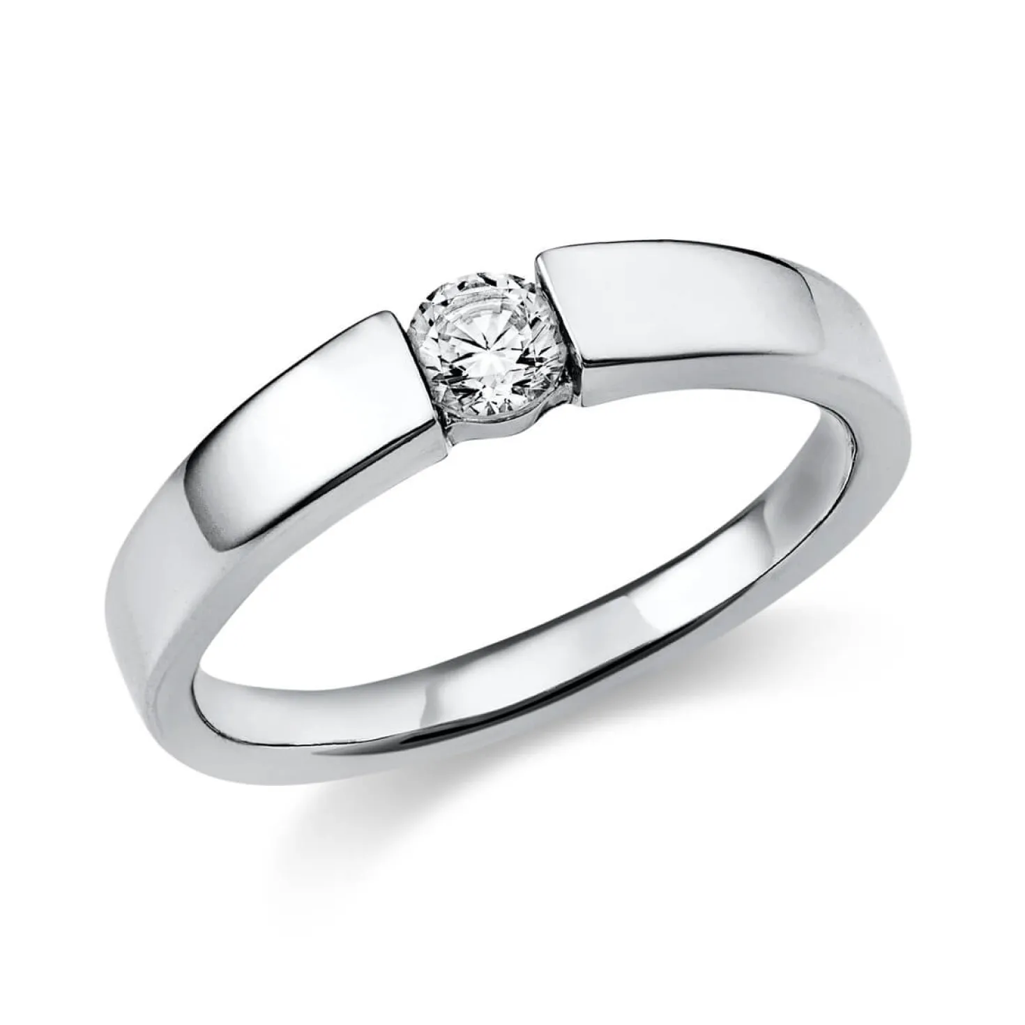 Solitär Ring Spannring aus 950 Platin mit Diamant Brillant 0,20 Ct.