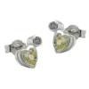 Stecker Ohrstecker Herz, Zirkonia & Peridot hellgrün, 925 Silber