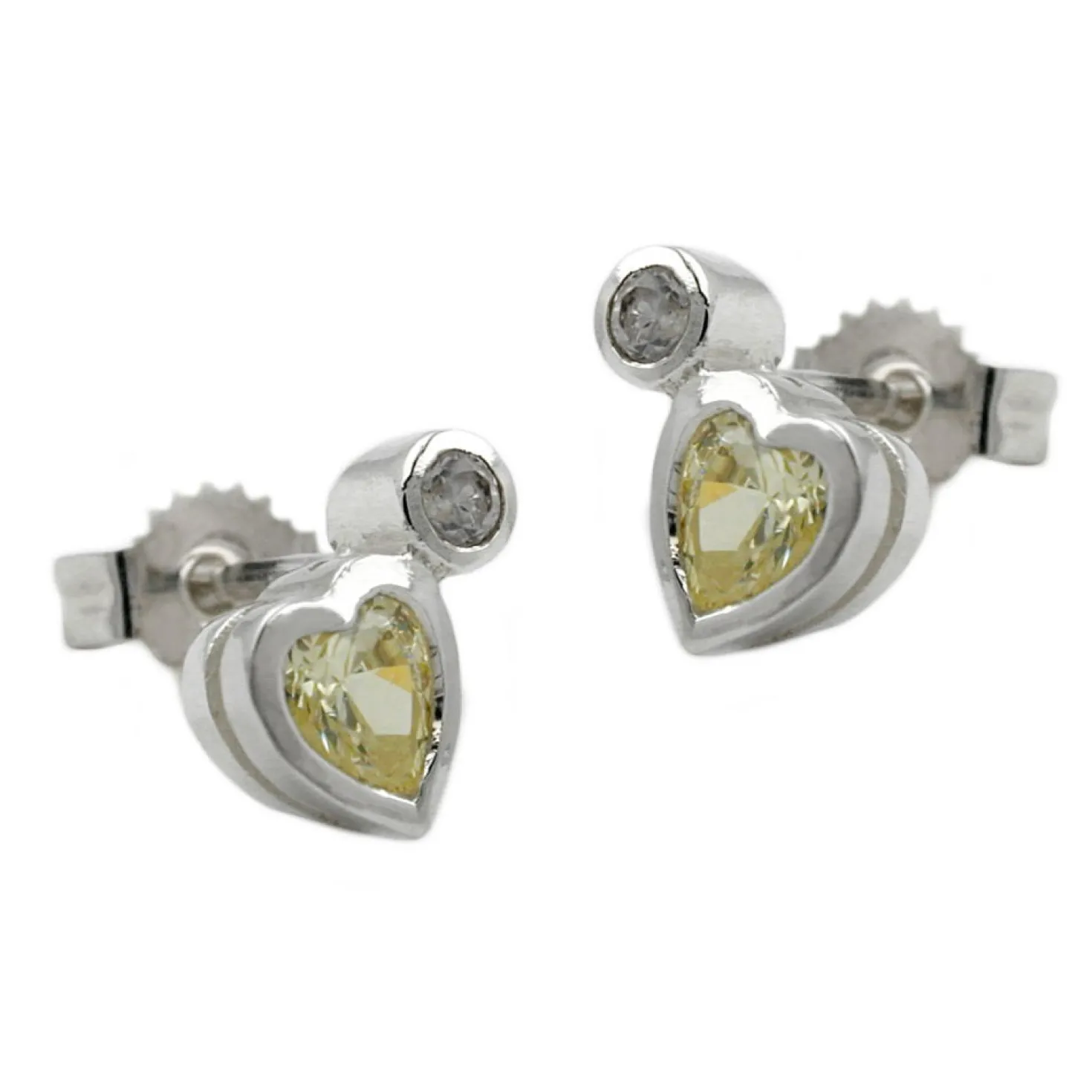 Stecker Ohrstecker Herz, Zirkonia & Peridot hellgrün, 925 Silber