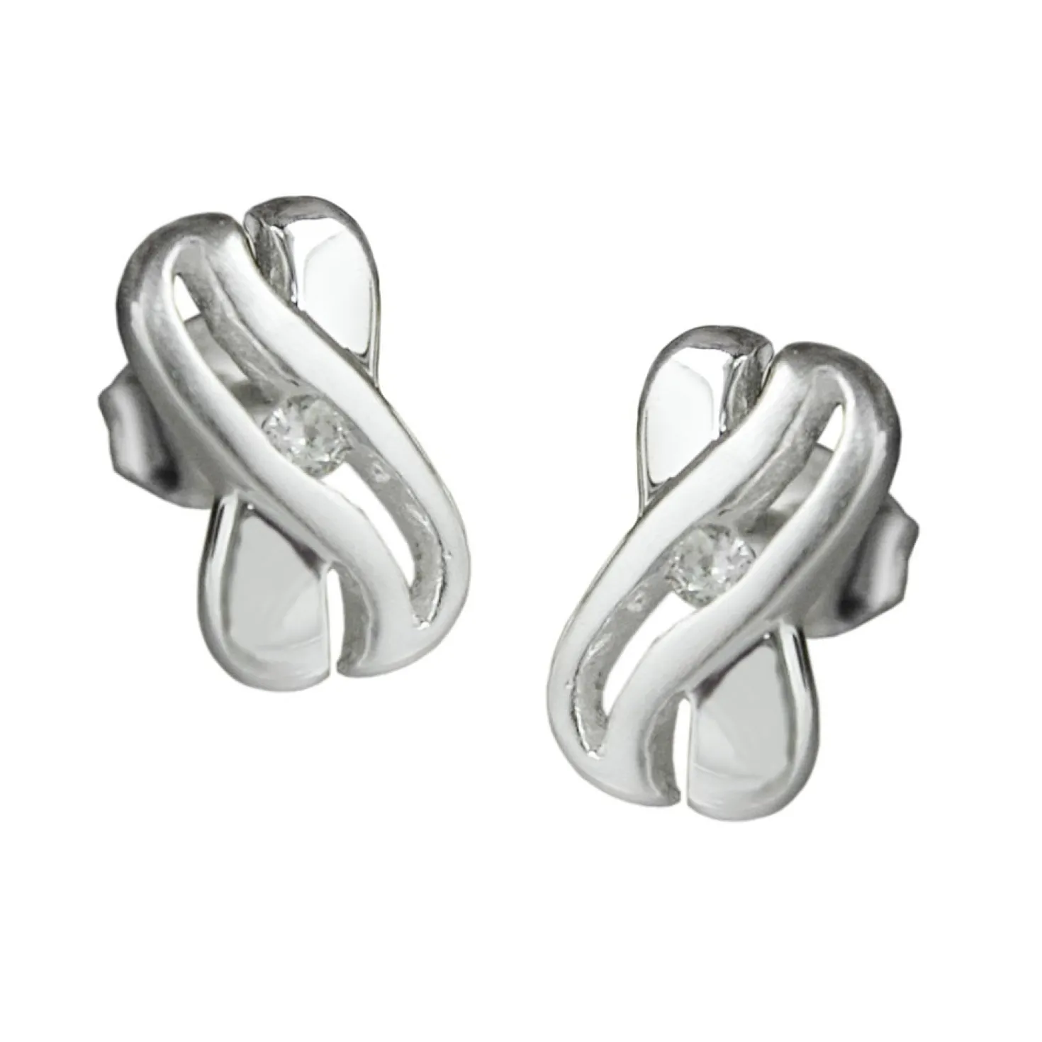 Stecker Ohrstecker in X-Form, mit Zirkonia, aus echtem 925 Silber