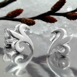 Stecker Ohrstecker, kleine Blüte, mattiert, echtes 925 Silber, Damen