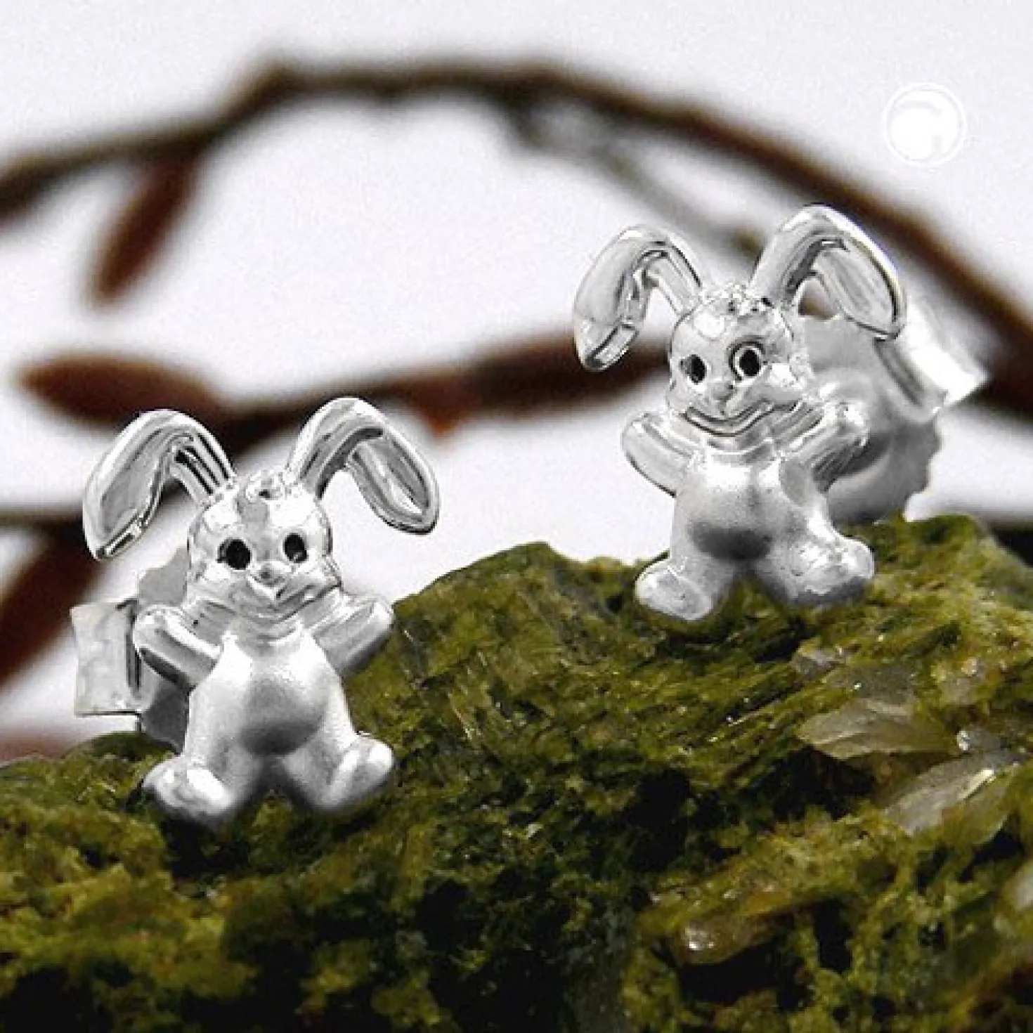 Stecker Ohrstecker, kleiner Hase, 925 Silber, glänzend für Kinder