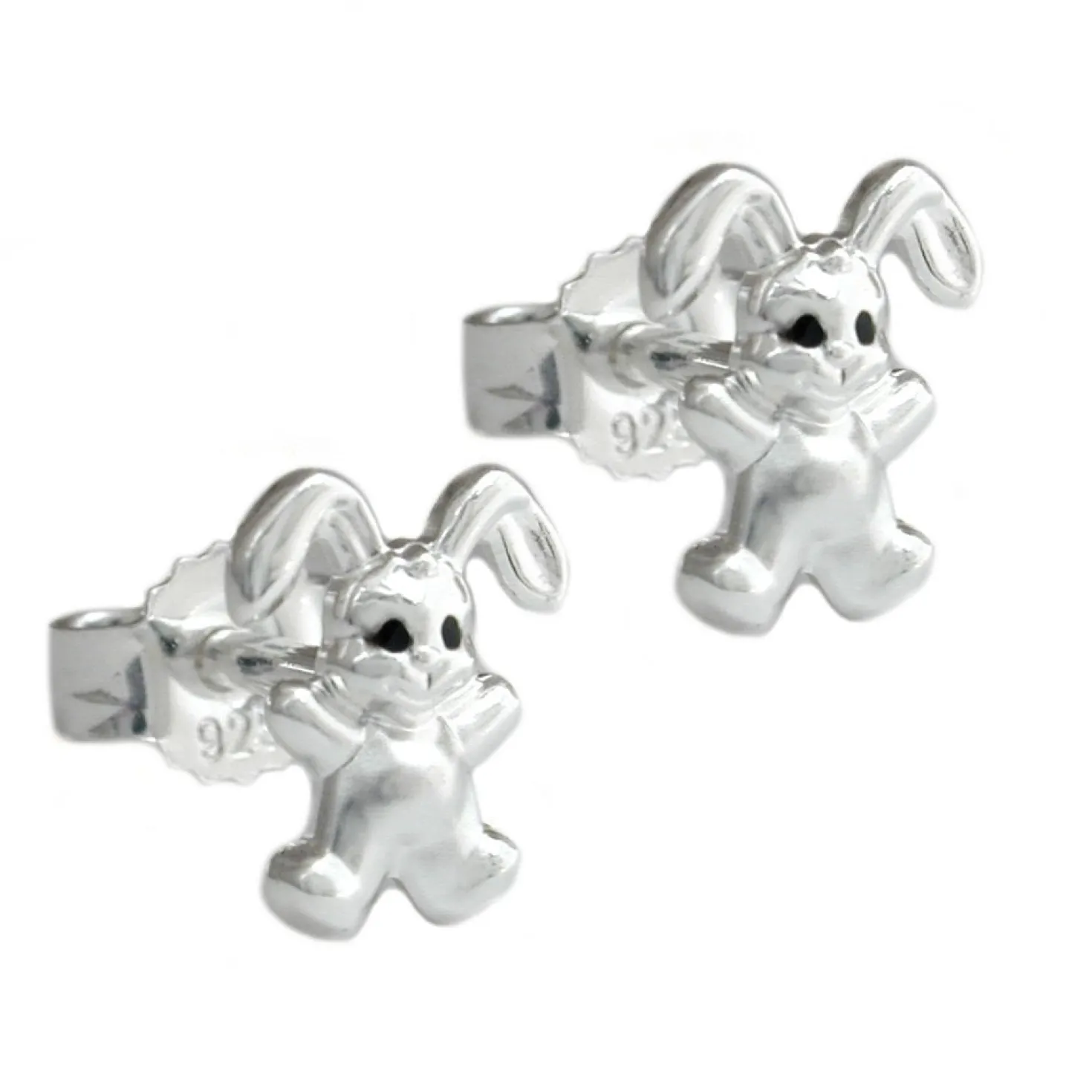 Stecker Ohrstecker, kleiner Hase, 925 Silber, glänzend für Kinder