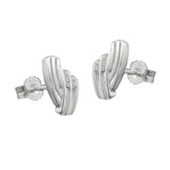 Stecker Ohrstecker, mit Zirkonia, streifig, 925 Silber Sterlingsilber