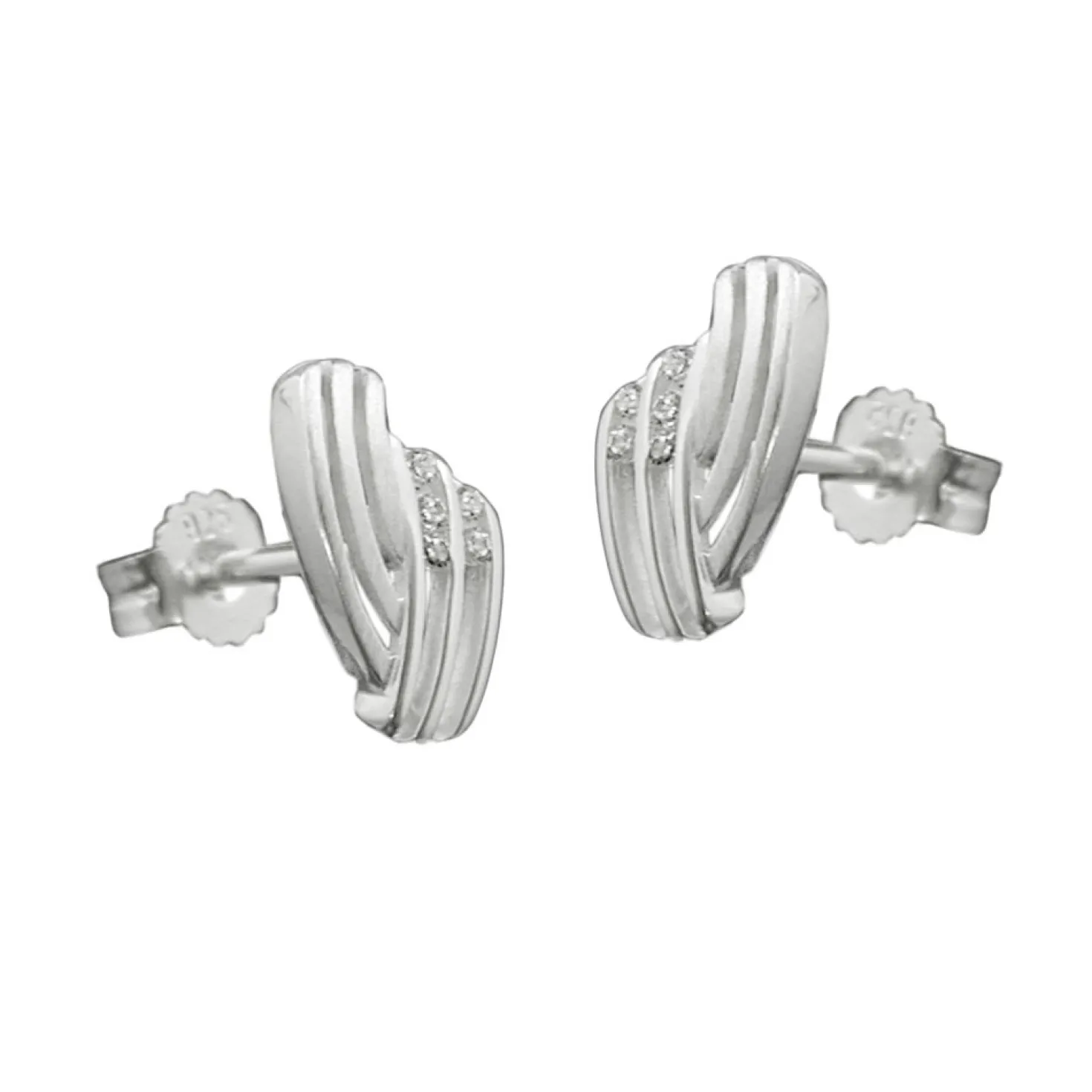 Stecker Ohrstecker, mit Zirkonia, streifig, 925 Silber Sterlingsilber