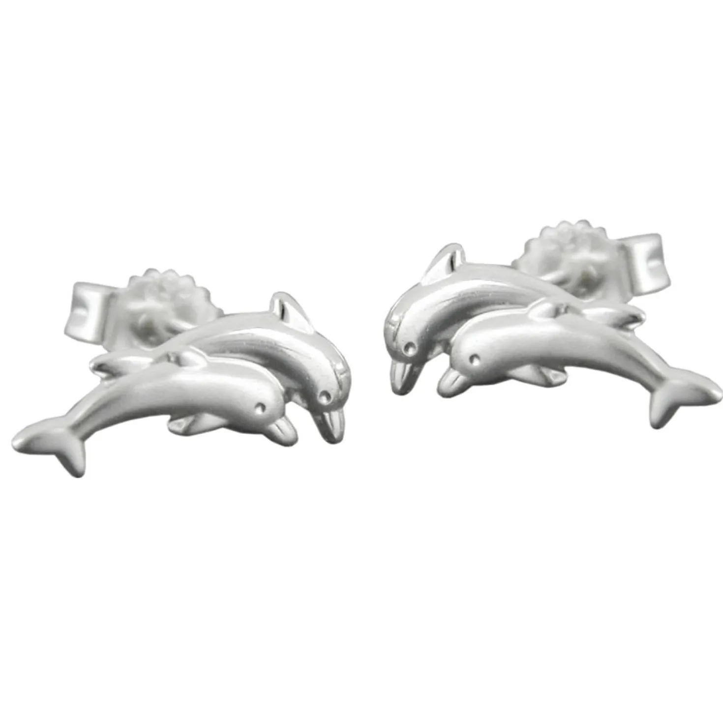 Stecker Ohrstecker Ohrschmuck, Delfin-Pärchen, 925 Silber, für Kinder