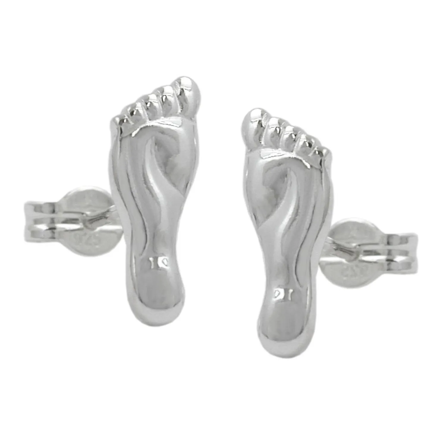 Stecker Ohrstecker Ohrschmuck, Füße glänzend, 925 Silber, Damen