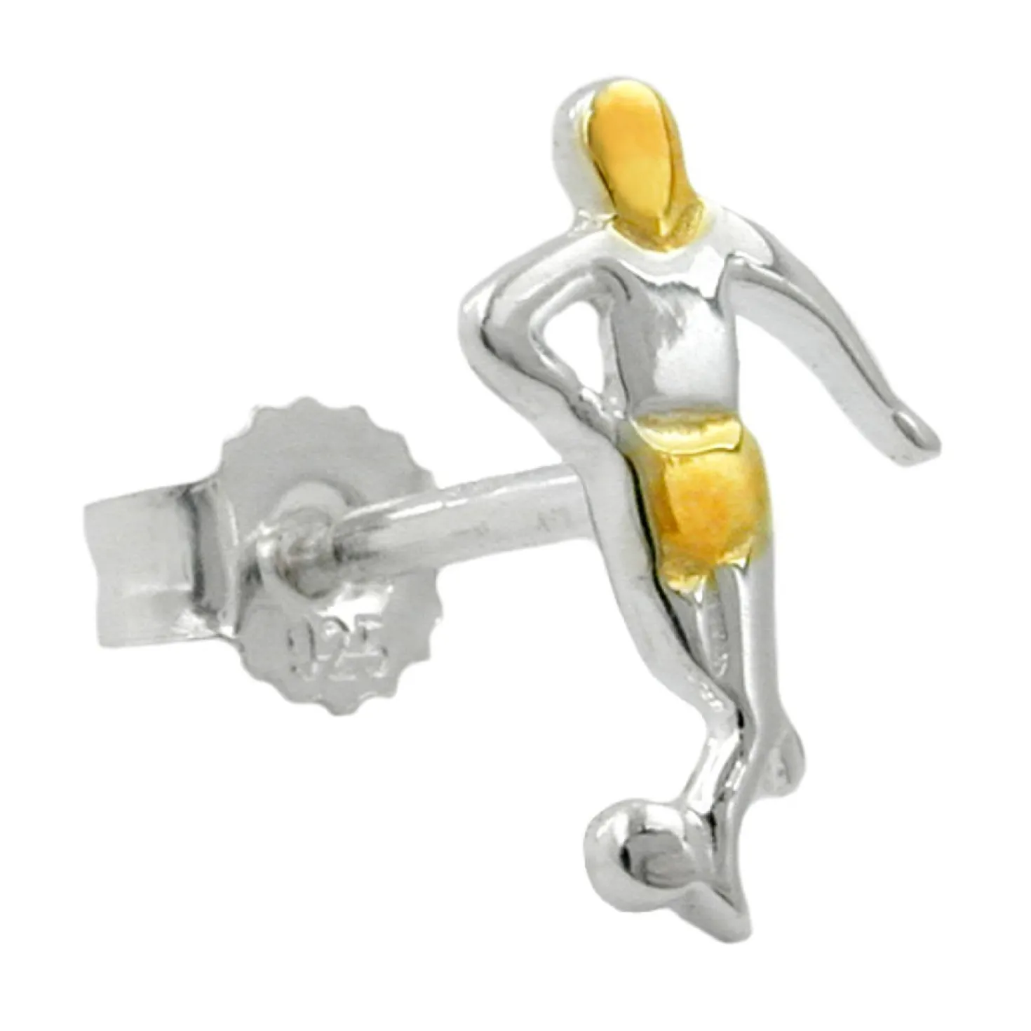 Stecker Ohrstecker Ohrschmuck, Fußballspieler 2ton, 925 Silber, Unisex
