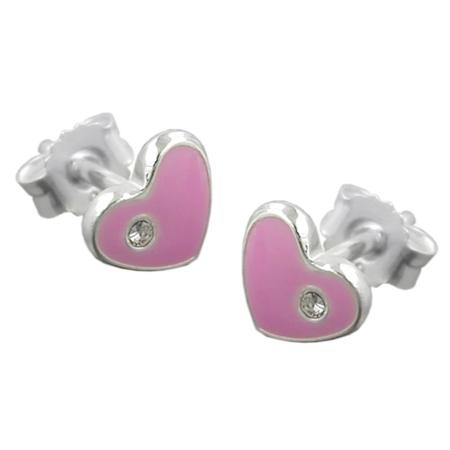 Stecker Ohrstecker Ohrschmuck, Herz pink, echtes 925 Silber, Kinder